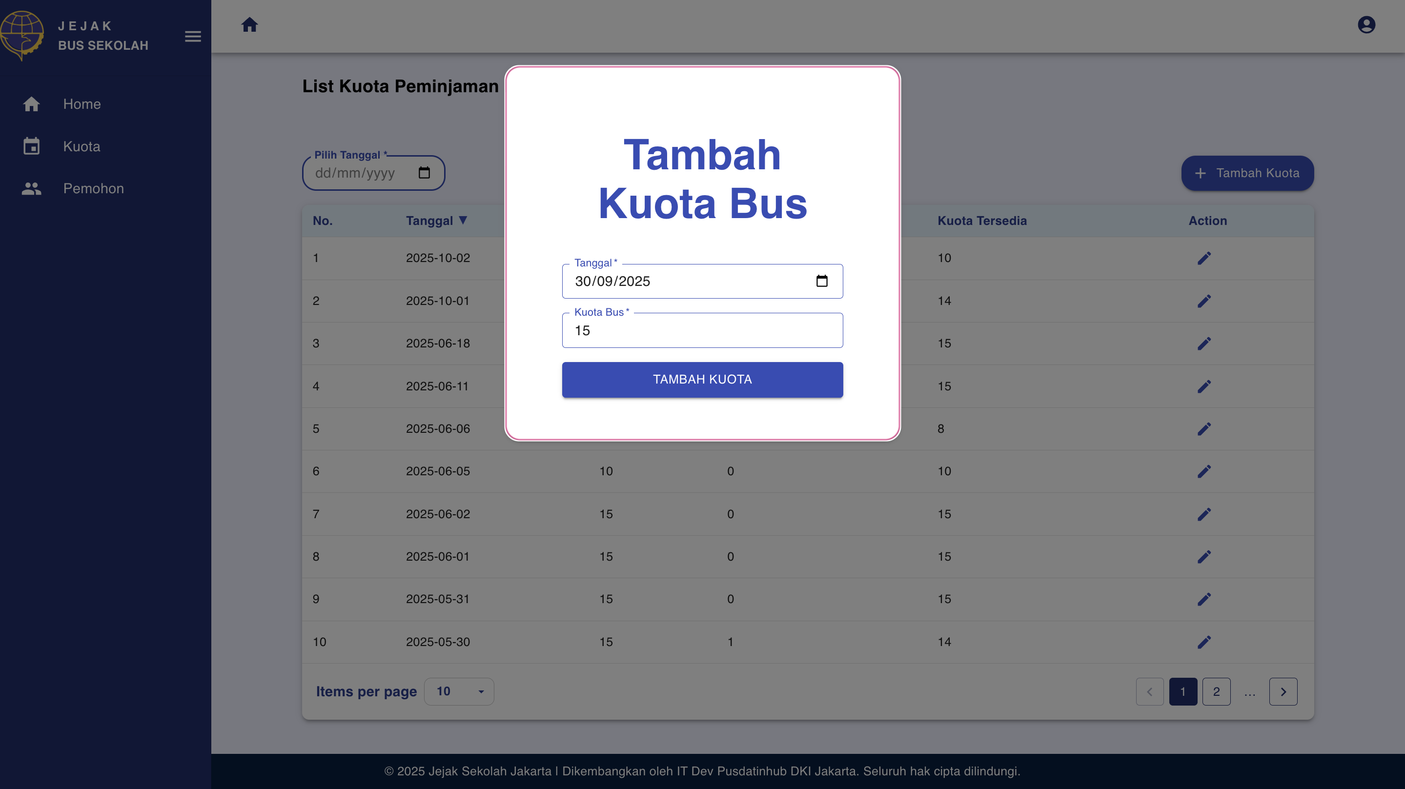 Popup Tambah Kuota - Isi Kuota dan Kirim