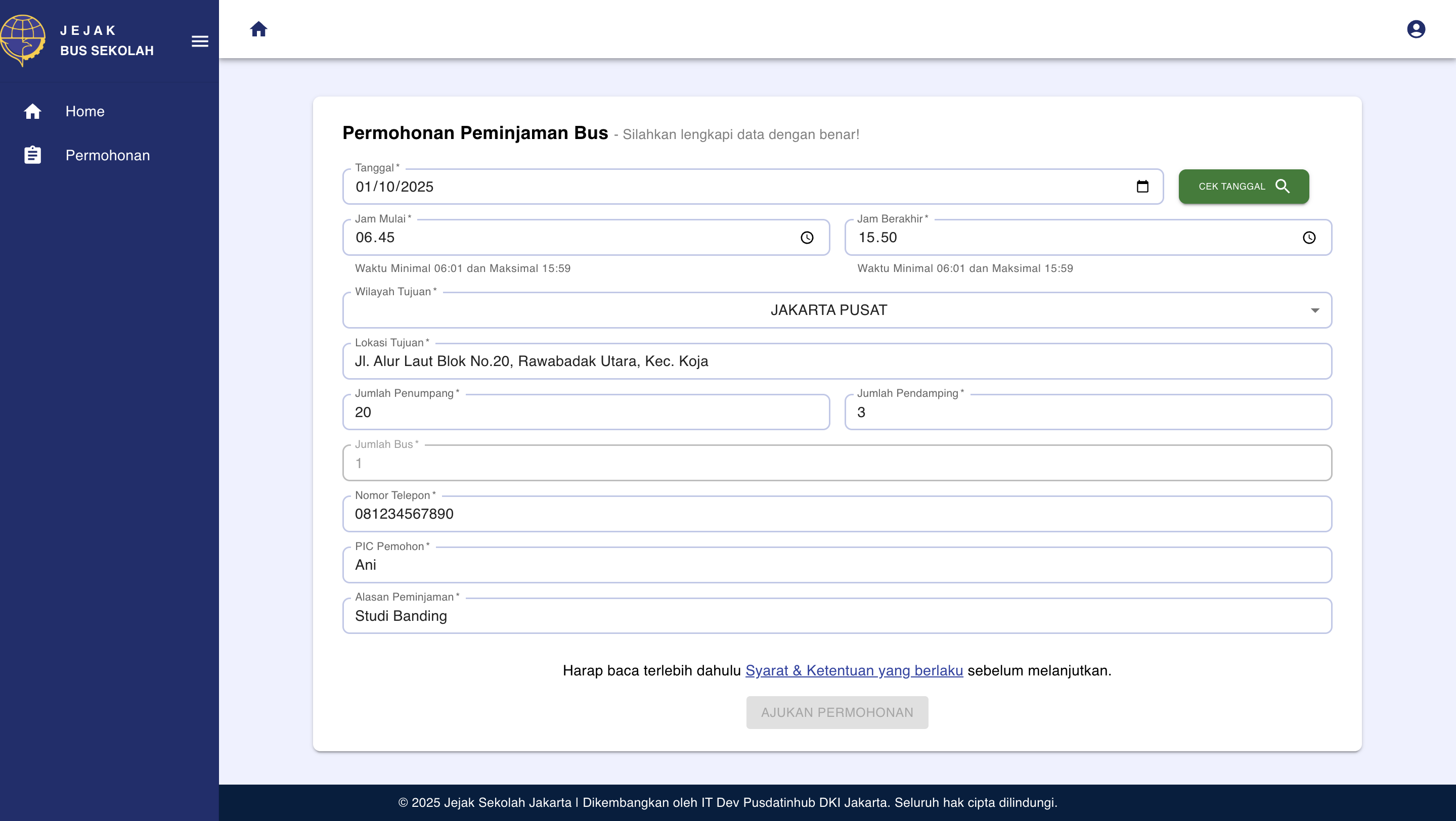 Formulir Permohonan Bus