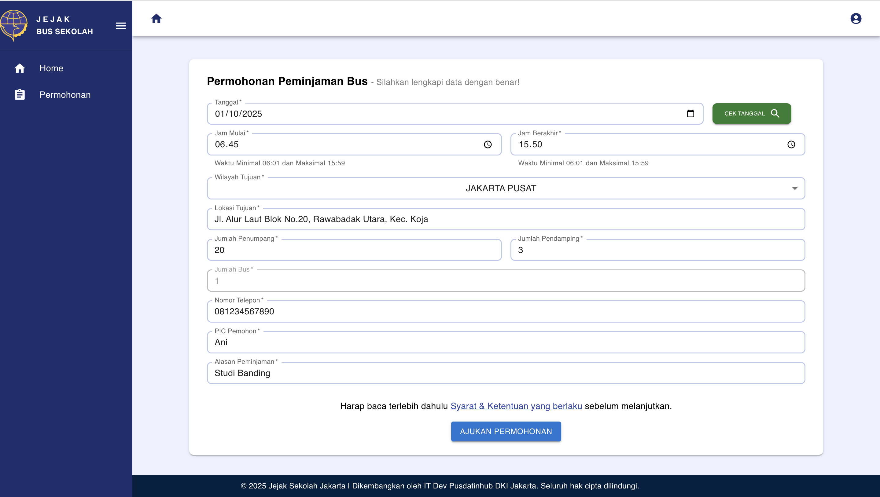 Formulir Permohonan Bus