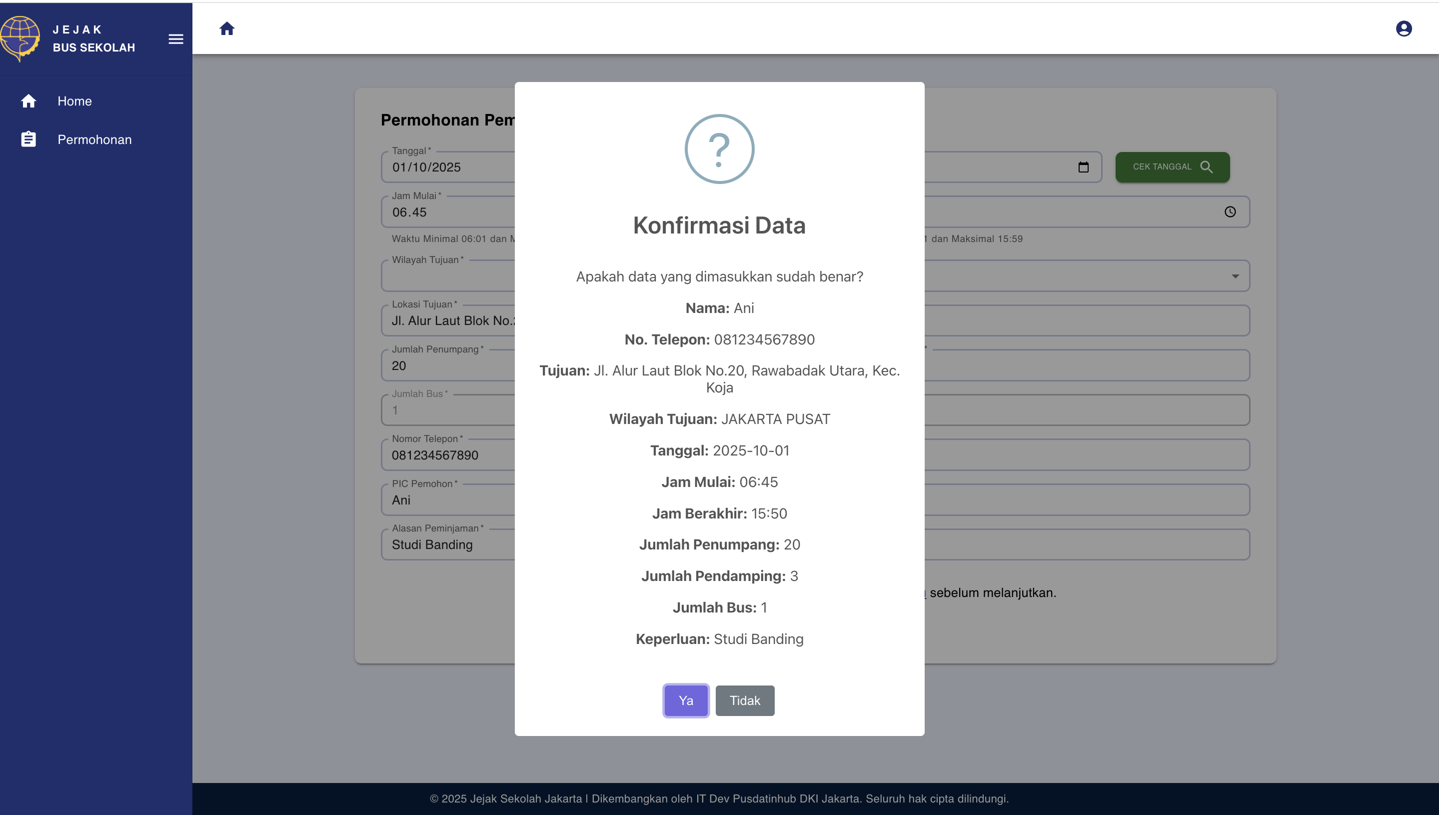 Formulir Permohonan Bus