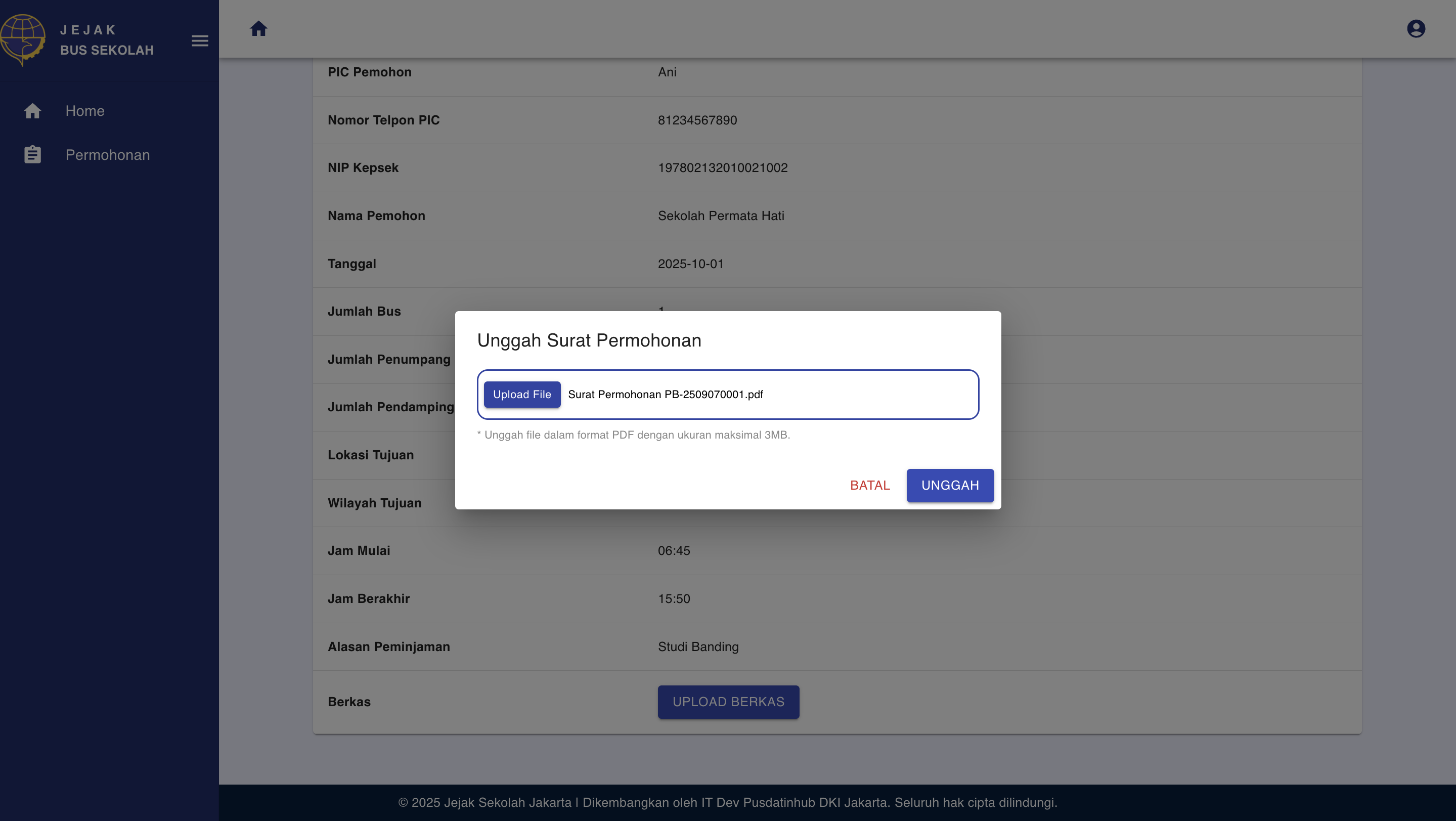 Upload Surat Permohonan