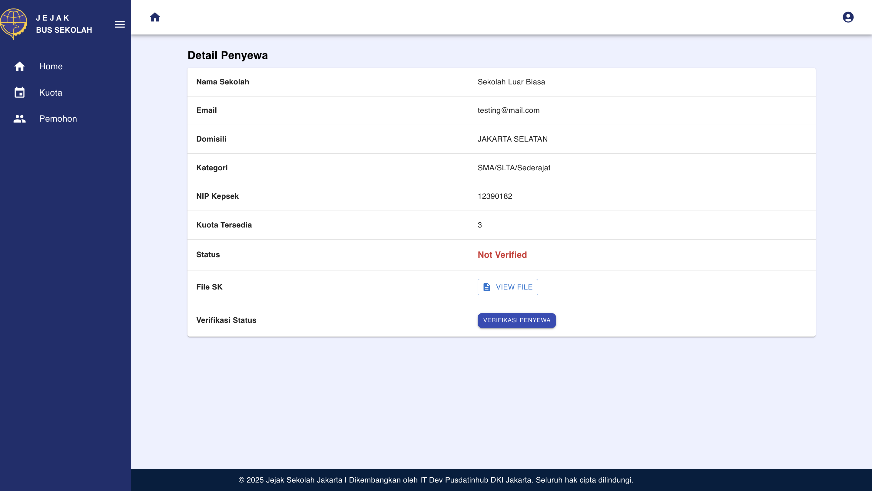 Halaman Detail Pemohon
